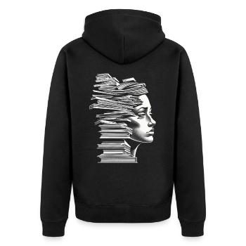 Book Women Face Art Drawing Graphic Motif B - Unisex Premium Organic Zip Hoodie - black - Back - Nico (187cm)