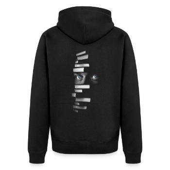 Book Men Artwork Blue Eyes Drawing Art - Unisex Premium Organic Zip Hoodie - black - Back - Nico (187cm)