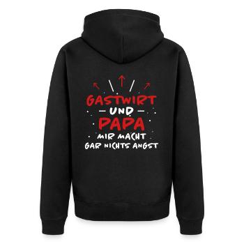 Gastwirt Spruch Kneipe Wirt Fun Gastwirt Geschenk - Unisex Premium Bio Zip Hoodie - Schwarz - Hinten - Nico (187cm)