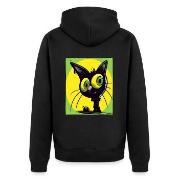 Die coolste und beste Katze - Unisex Premium Bio Zip Hoodie - Schwarz - Hinten - Nico (187cm)