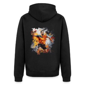 Handball. Player. Watercolour. - Unisex Premium Organic Zip Hoodie - black - Back - Nico (187cm)