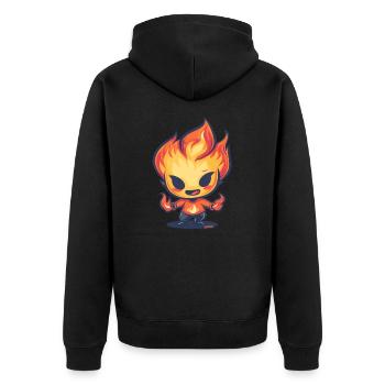 Flammende Flammen: Anime-Charakter - Unisex Premium Bio Zip Hoodie - Schwarz - Hinten - Nico (187cm)