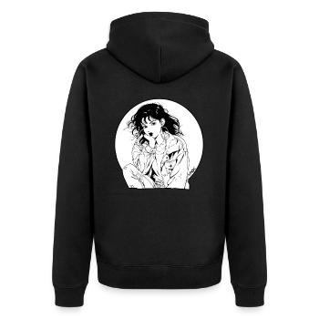 des années 80 ou 90 japonaise fille Manga - Veste à capuche bio Premium Unisexe - noir - Dos - Nico (187cm)