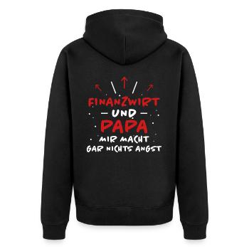 Finanzwirt Spruch Job Lustiges Finanzwirt Geschenk - Unisex Premium Bio Zip Hoodie - Schwarz - Hinten - Nico (187cm)