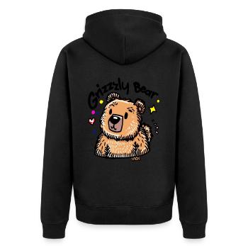 Cartoon Süßer Grizzlybär Grizzly Bär - Unisex Premium Bio Zip Hoodie - Schwarz - Hinten - Nico (187cm)