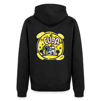 Niedliches Kuba - Unisex Premium Bio Zip Hoodie - Schwarz - Hinten - Nico (187cm)