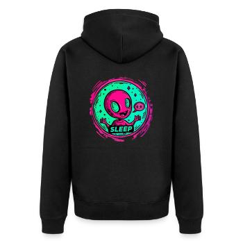 Little happy alien, sleeping - Unisex Premium Organic Zip Hoodie - black - Back - Nico (187cm)