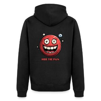 Verstecke den Schmerz: Cartoon - Unisex Premium Bio Zip Hoodie - Schwarz - Hinten - Nico (187cm)