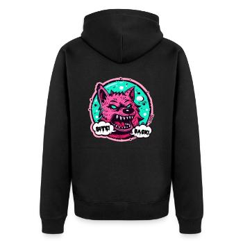 Werwolf Wolf: Beiße Zurück! - Unisex Premium Bio Zip Hoodie - Schwarz - Hinten - Nico (187cm)