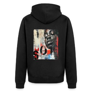 Peinture murale d’art de rue africain - Veste à capuche bio Premium Unisexe - noir - Dos - Nico (187cm)
