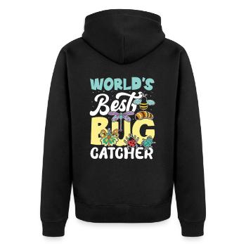 World's Best Bug Catcher - Unisex Premium Bio Zip Hoodie - Schwarz - Hinten - Nico (187cm)