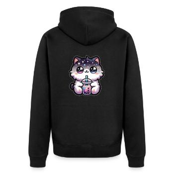 Katzen trinken Bubble Tea Galaxie Boba Katze - Unisex Premium Bio Zip Hoodie - Schwarz - Hinten - Nico (187cm)