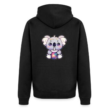 Koalas trinken Bubble Tea Galaxie Boba Koala - Unisex Premium Bio Zip Hoodie - Schwarz - Hinten - Nico (187cm)