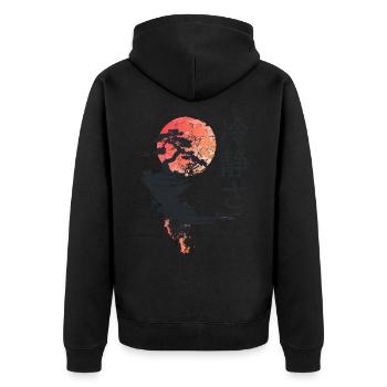 Japan Landscape Calmness Bonsai Tree Aesthetic - Unisex Premium Organic Zip Hoodie - black - Back - Nico (187cm)