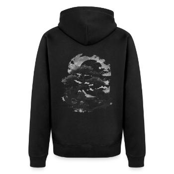 Bonsai Tree Japan Landscape Tiger Aesthetic - Unisex Premium Organic Zip Hoodie - black - Back - Nico (187cm)