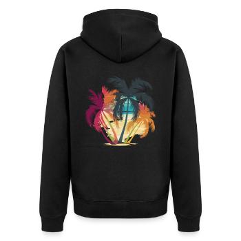 Coole Palme Tropische Strand-Vibes für - Unisex Premium Bio Zip Hoodie - Schwarz - Hinten - Nico (187cm)