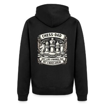 Schachspieler Schach Papa Vater Chess Dad - Unisex Premium Bio Zip Hoodie - Schwarz - Hinten - Nico (187cm)