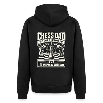 Schachspieler Schach Papa Vater Chess Dad - Unisex Premium Bio Zip Hoodie - Schwarz - Hinten - Nico (187cm)