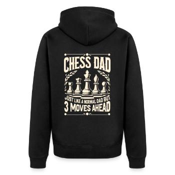 Schachspieler Schach Papa Vater Chess Dad - Unisex Premium Bio Zip Hoodie - Schwarz - Hinten - Nico (187cm)