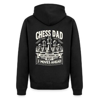 Schachspieler Schach Papa Vater Chess Dad - Unisex Premium Bio Zip Hoodie - Schwarz - Hinten - Nico (187cm)
