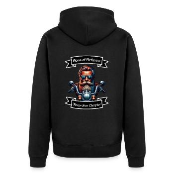 Sons of Arthrose - Ibuprofen Chapter - Unisex Premium Bio Zip Hoodie - Schwarz - Hinten - Nico (187cm)