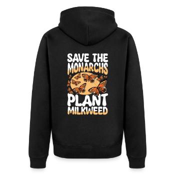 Save The Monarchs Plant Milkweed - Unisex Premium Bio Zip Hoodie - Schwarz - Hinten - Nico (187cm)