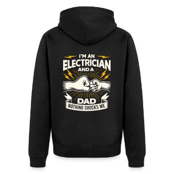 Elektriker Elektroniker Elektroinstallateur - Unisex Premium Bio Zip Hoodie - Schwarz - Hinten - Nico (187cm)