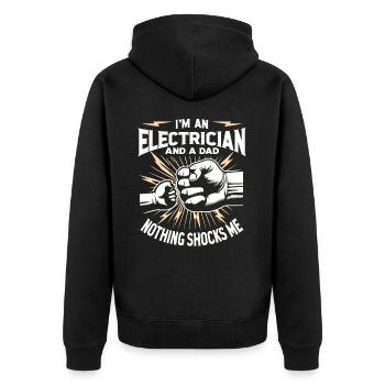 Elektriker Elektroniker Elektroinstallateur - Unisex Premium Bio Zip Hoodie - Schwarz - Hinten - Nico (187cm)