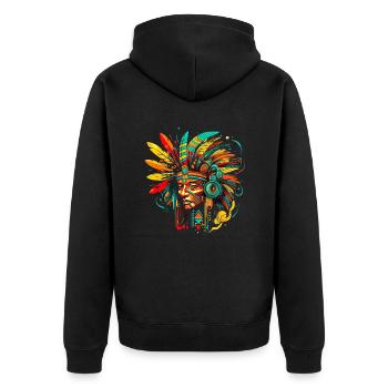 Aztekische Krieger Maske Maya Kultur Antike - Unisex Premium Bio Zip Hoodie - Schwarz - Hinten - Nico (187cm)