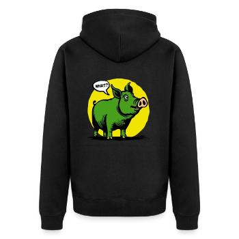 Yellow and green funny pig, huh? - Unisex Premium Organic Zip Hoodie - black - Back - Nico (187cm)