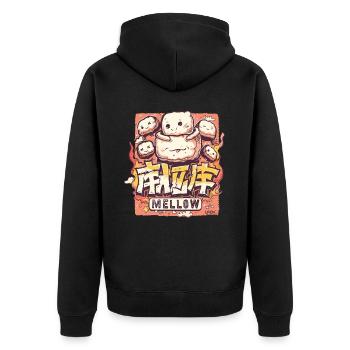 Sanfte Marshmallows im Kawaii-Stil - Unisex Premium Bio Zip Hoodie - Schwarz - Hinten - Nico (187cm)