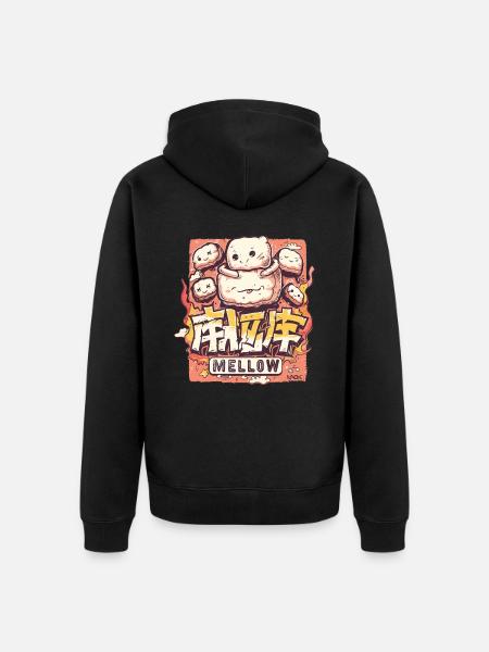 Gentle kawaii-style marshmallows - Unisex Premium Organic Zip Hoodie - black