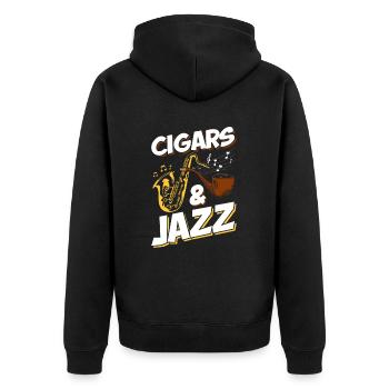 Zigarren Und Jazz Saxophon Musikliebhaber - Unisex Premium Bio Zip Hoodie - Schwarz - Hinten - Nico (187cm)
