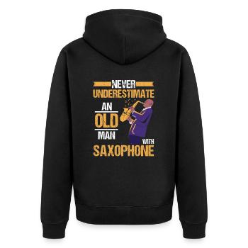 Ne sous-estimez jamais un vieil homme - Veste à capuche bio Premium Unisexe - noir - Dos - Nico (187cm)
