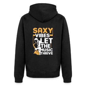 Saxy Vibes Laissez la musique s’épanouir - Veste à capuche bio Premium Unisexe - noir - Dos - Nico (187cm)