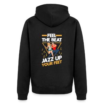 Feel The Beat Jazz Up Your Feet Dance Energy - Unisex Premium Bio Zip Hoodie - Schwarz - Hinten - Nico (187cm)