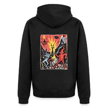 Lustig wie eine Party, Dämonen in der Hölle - Unisex Premium Bio Zip Hoodie - Schwarz - Hinten - Nico (187cm)