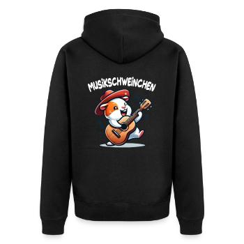 Coole Sonnenbrille Meerschweinchen spielt Gitarre - Unisex Premium Bio Zip Hoodie - Schwarz - Hinten - Nico (187cm)
