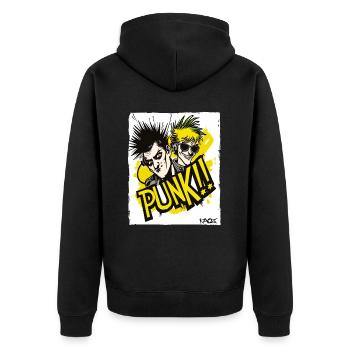 Dessin animé cool sur la musique punk, espèce de punk ! - Veste à capuche bio Premium Unisexe - noir - Dos - Nico (187cm)