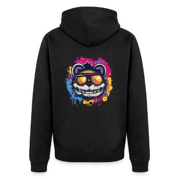 What a crazy cool bear - Unisex Premium Organic Zip Hoodie - black - Back - Nico (187cm)