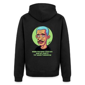 After a bad day, try again tomorrow - Unisex Premium Organic Zip Hoodie - black - Back - Nico (187cm)