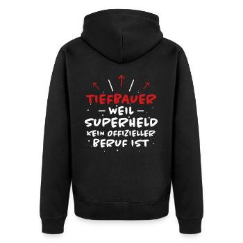 Tiefbauer Spruch Beruf Lustiges Tiefbauer Geschenk - Unisex Premium Bio Zip Hoodie - Schwarz - Hinten - Nico (187cm)