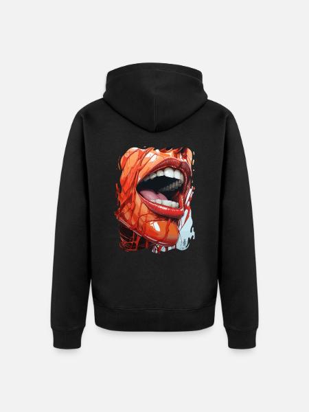 Contemporary Cartoon Lips - Unisex Premium Organic Zip Hoodie - black