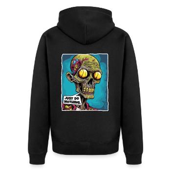 Zombie Skull Skeleton: Do Nothing - Unisex Premium Organic Zip Hoodie - black - Back - Nico (187cm)