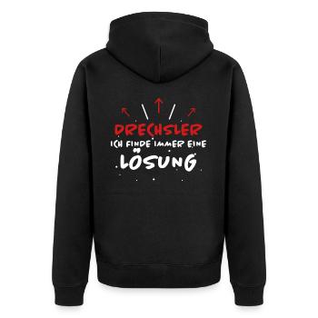 Drechsler Spruch Job Lustiges Drechsler Geschenk - Unisex Premium Bio Zip Hoodie - Schwarz - Hinten - Nico (187cm)