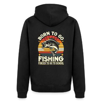 Angeln Angler Junge Fischen Angel Spruch Kinder - Unisex Premium Bio Zip Hoodie - Schwarz - Hinten - Nico (187cm)