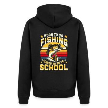 Angeln Angler Junge Fischen Angel Spruch Kinder - Unisex Premium Bio Zip Hoodie - Schwarz - Hinten - Nico (187cm)