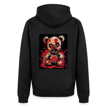 Gruseliges Zombie-Horror-Plüschtier-Bär - Unisex Premium Bio Zip Hoodie - Schwarz - Hinten - Nico (187cm)