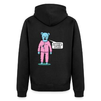 Cute zombie bear doesn't sleep, needs mom - Unisex Premium Organic Zip Hoodie - black - Back - Nico (187cm)