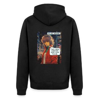 Cartoon of the girl who doesn't come back - Unisex Premium Organic Zip Hoodie - black - Back - Nico (187cm)